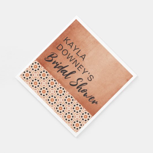 Serviette En Papier Fête des mariées Boho Terracotta (Coin)
