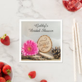 Serviette En Papier Fête des mariées bois rose rustique (En situation)