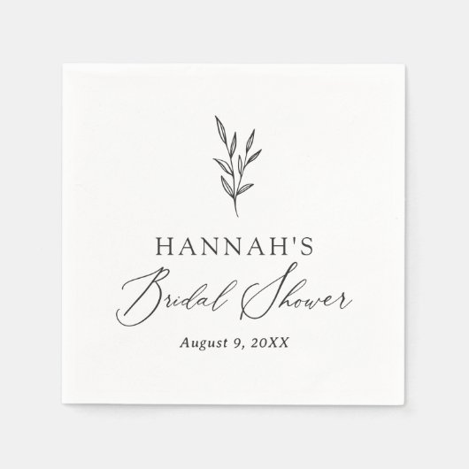 Serviette En Papier Fête des mariées botanique minimale simple (Devant)