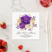 Serviette En Papier Fête des mariées botanique royale violet violet or (En situation)
