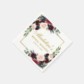 Serviette En Papier Fête des mariées Burgundy Bleu Floral Or Blanc (Coin)