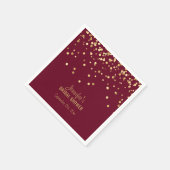 Serviette En Papier Fête des mariées BURGUNDY Red Gold personnalisée (Coin)