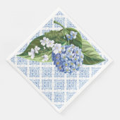Serviette En Papier Fête des mariées Carrelage bleu Hydrangeas (Coin)