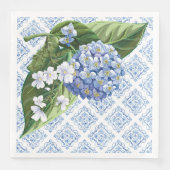 Serviette En Papier Fête des mariées Carrelage bleu Hydrangeas (Devant)
