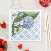 Serviette En Papier Fête des mariées Carrelage bleu Hydrangeas (En situation)