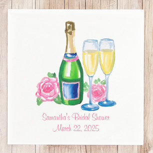 Serviette En Papier Fête des mariées Champagne Flutes Floral Rose Prep