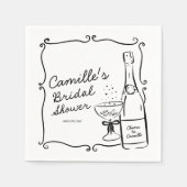 Serviette En Papier Fête des mariées Champagne tirée à la main (Devant)