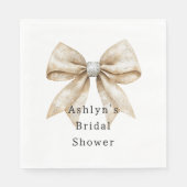 Serviette En Papier Fête des mariées chic Crème argentée Glam Bow (Devant)