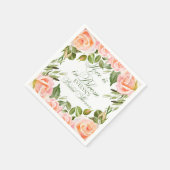 Serviette En Papier Fête des mariées chic Rose aquarelle (Coin)