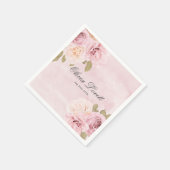 Serviette En Papier Fête des mariées chic Rose rose et crème (Coin)