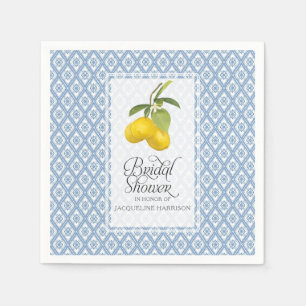 Serviette En Papier Fête des mariées Citron Citrus Bleu Blanc Motif Ar