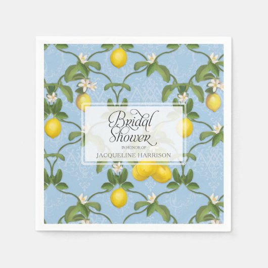 Serviette En Papier Fête des mariées Citron Espalier Bleu Citrus Flora (Devant)