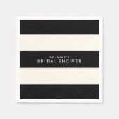 Serviette En Papier Fête des mariées classique de rayures noir et écru (Devant)