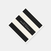 Serviette En Papier Fête des mariées classique de rayures noir et écru (Coin)