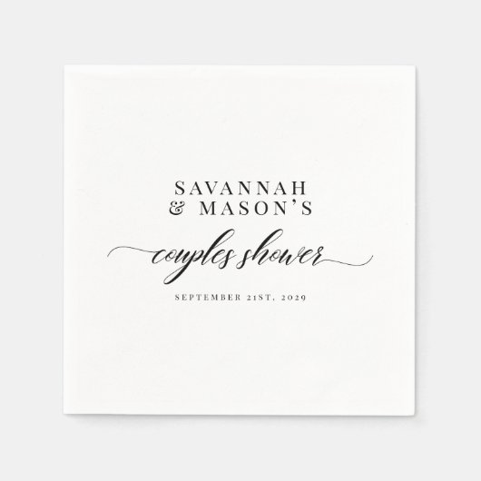 Serviette En Papier Fête des mariées Classique Elegant Script Couples (Devant)