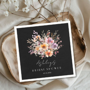 Serviette En Papier Fête des mariées colorée, Bouquet Fleur
