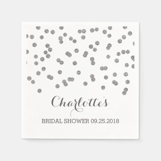 Serviette En Papier Fête des mariées Confetti Argent (Devant)