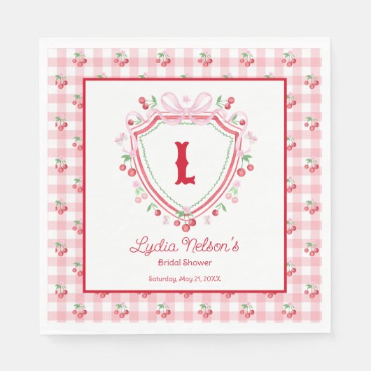 Serviette En Papier Fête des mariées Coquette Cherry Monogam (Devant)