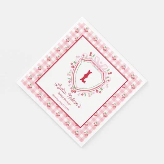 Serviette En Papier Fête des mariées Coquette Cherry Monogam (Coin)