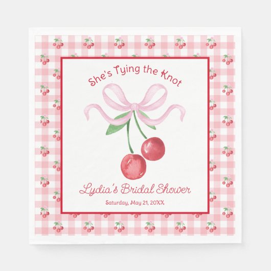 Serviette En Papier Fête des mariées Coquette Cherry Monogam (Devant)