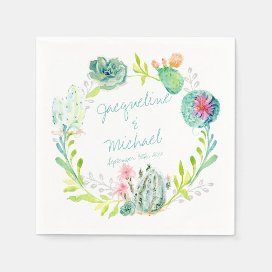 Serviette En Papier Fête des mariées d'accueil Cactus Succulent Desert (Devant)