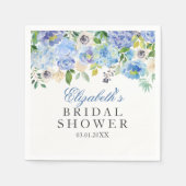 Serviette En Papier Fête des mariées d'aquarelle bleu floral (Devant)