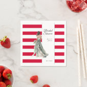 Serviette En Papier Fête des mariées d'aquarelle Cherry Red Stripes (En situation)