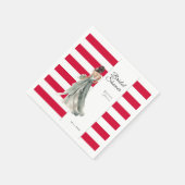 Serviette En Papier Fête des mariées d'aquarelle Cherry Red Stripes (Coin)