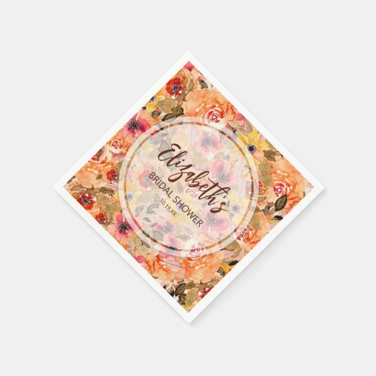 Serviette En Papier Fête des mariées d'aquarelle d'automne (Coin)