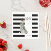 Serviette En Papier Fête des mariées d'aquarelle noir et blanc (En situation)