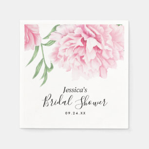 Serviette En Papier Fête des mariées d'aquarelle rose Peony