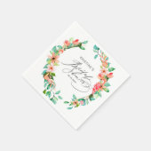 Serviette En Papier Fête des mariées d'aquarelle tropicale rose (Coin)