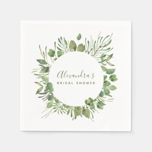 Serviette En Papier Fête des mariées d'aquarelle végétale (Devant)