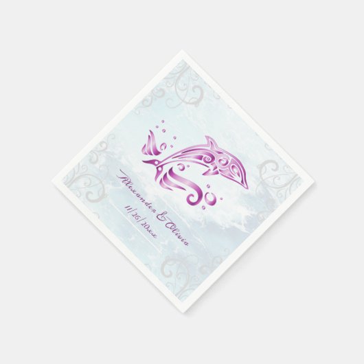 Serviette En Papier Fête des mariées dauphin magenta Napkin (Coin)