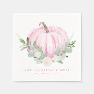 Serviette En Papier Fête des mariées d'automne Citrouille rose aquarel