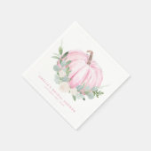 Serviette En Papier Fête des mariées d'automne Citrouille rose aquarel (Coin)