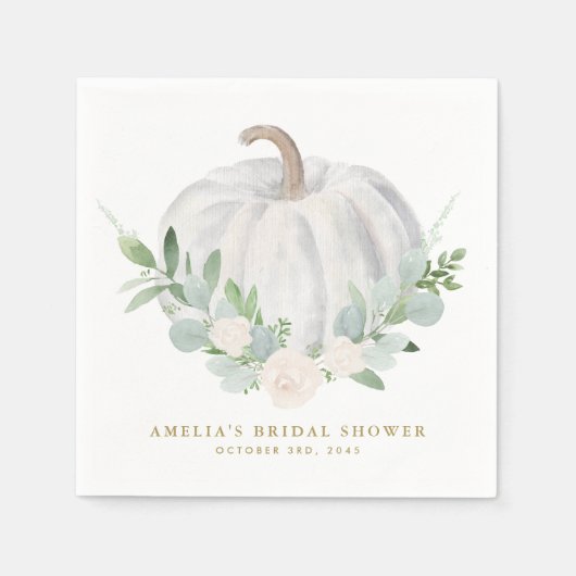 Serviette En Papier Fête des mariées d'automne du Citrouille blanc aqu (Devant)