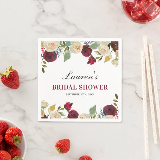 Serviette En Papier Fête des mariées d'automne Marsala Bourgogne Papie (En situation)