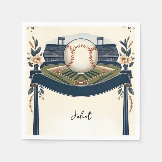 Serviette En Papier Fête des mariées de baseball de l'équipe championn (Devant)