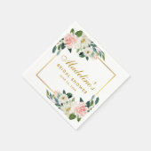 Serviette En Papier Fête des mariées de cadre rose flou or (Coin)