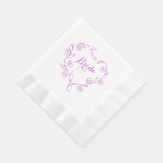 Serviette En Papier Fête des mariées de coeur rose floral Napkin (Coin)