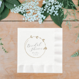 Serviette En Papier Fête des mariées de couronne de coeur simple kaki