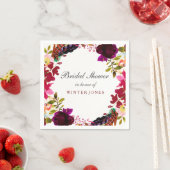 Serviette En Papier Fête des mariées de couronnes florales pourpre bor (En situation)