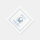 Serviette En Papier Fête des mariées de crabe bleu aquarelle (Coin)