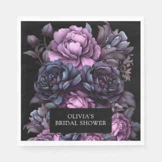 Serviette En Papier Fête des mariées de fleurs romantiques Moody foncé