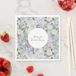 Serviette En Papier Fête des mariées de fleurs violettes de crème roma