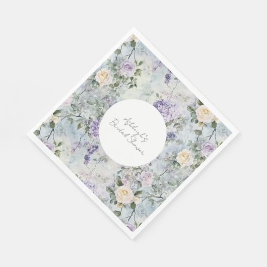 Serviette En Papier Fête des mariées de fleurs violettes de crème roma (Coin)