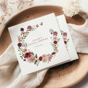 Serviette En Papier Fête des mariées de germe florale Burgundy de l'au