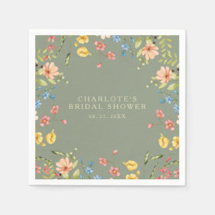 Serviette En Papier Fête des mariées de jardin Fleur sauvage coloré Sa