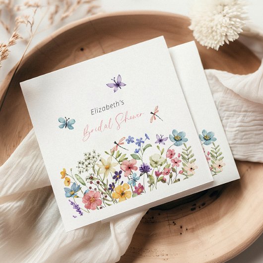 Serviette En Papier Fête des mariées de jardin Fleur sauvage papillon